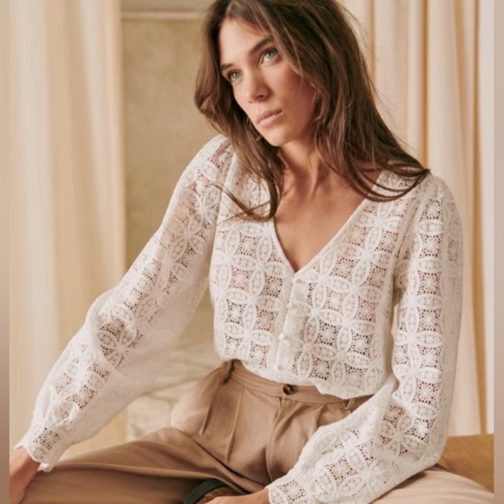 Sezane Gaya Shirt Écru. - Size 38